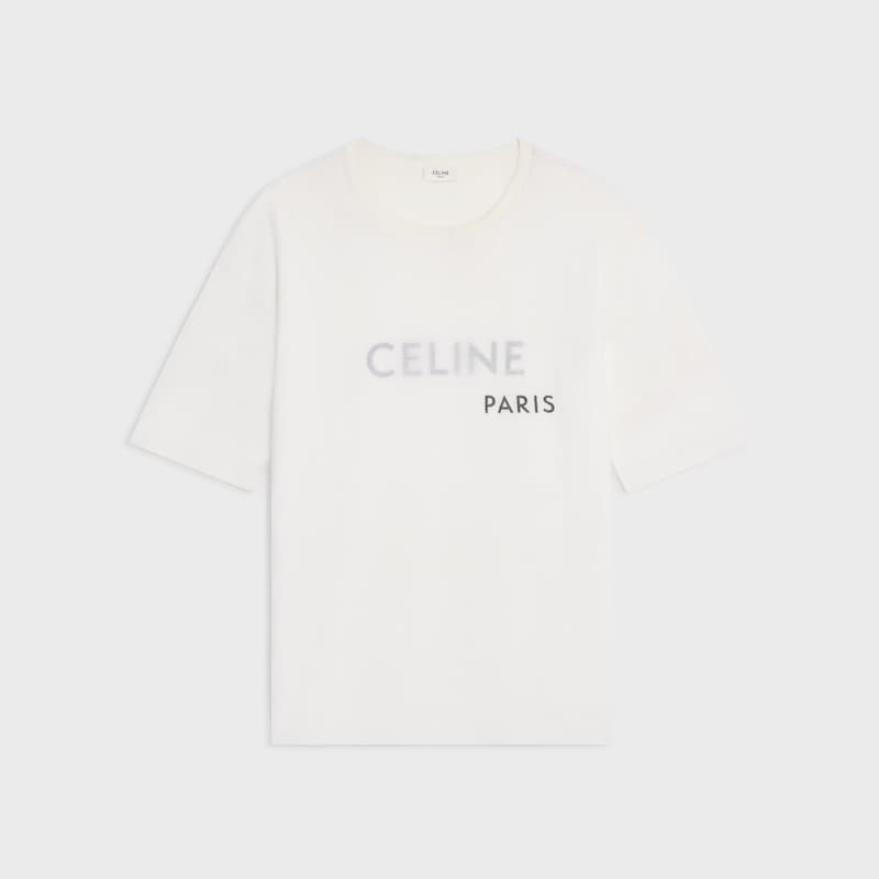 Camiseta dupla em jersey de algodão fino - OFF WHITE / PRETO - - 1 | CELINE