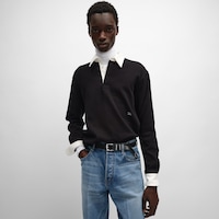 POLO jersey de coton c&ocirc;tel&eacute; - NOIR / BLANC -  - 2 | CELINE