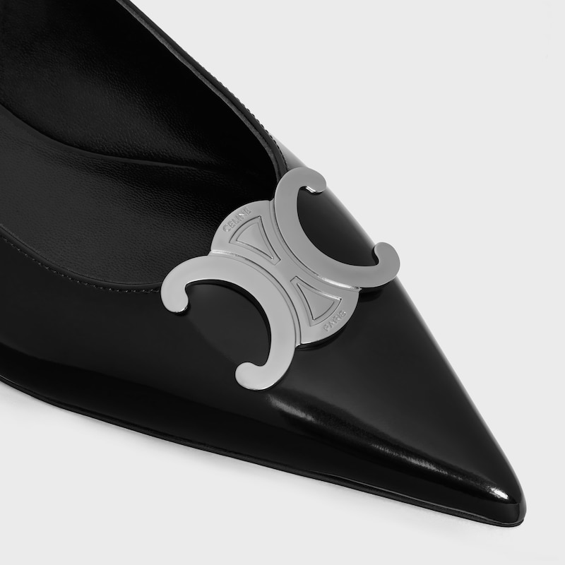 CELINE ALMA TRIOMPHE FLAT SLINGBACK in GLOSSY CALFSKIN - BLACK -  - 1 | CELINE