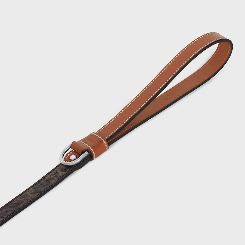 Thin Dog Leash in Triomphe Canvas and Calfskin - TAN - SMALL GIFTS - 1 | CELINE