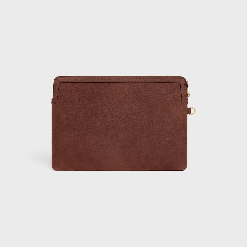 SMALL POUCH WITH STRAP CUIR TRIOMPHE IN Grained Calfskin - CHESTNUT - POUCHES AND TECH ACCESSORIES - 1 | CELINE