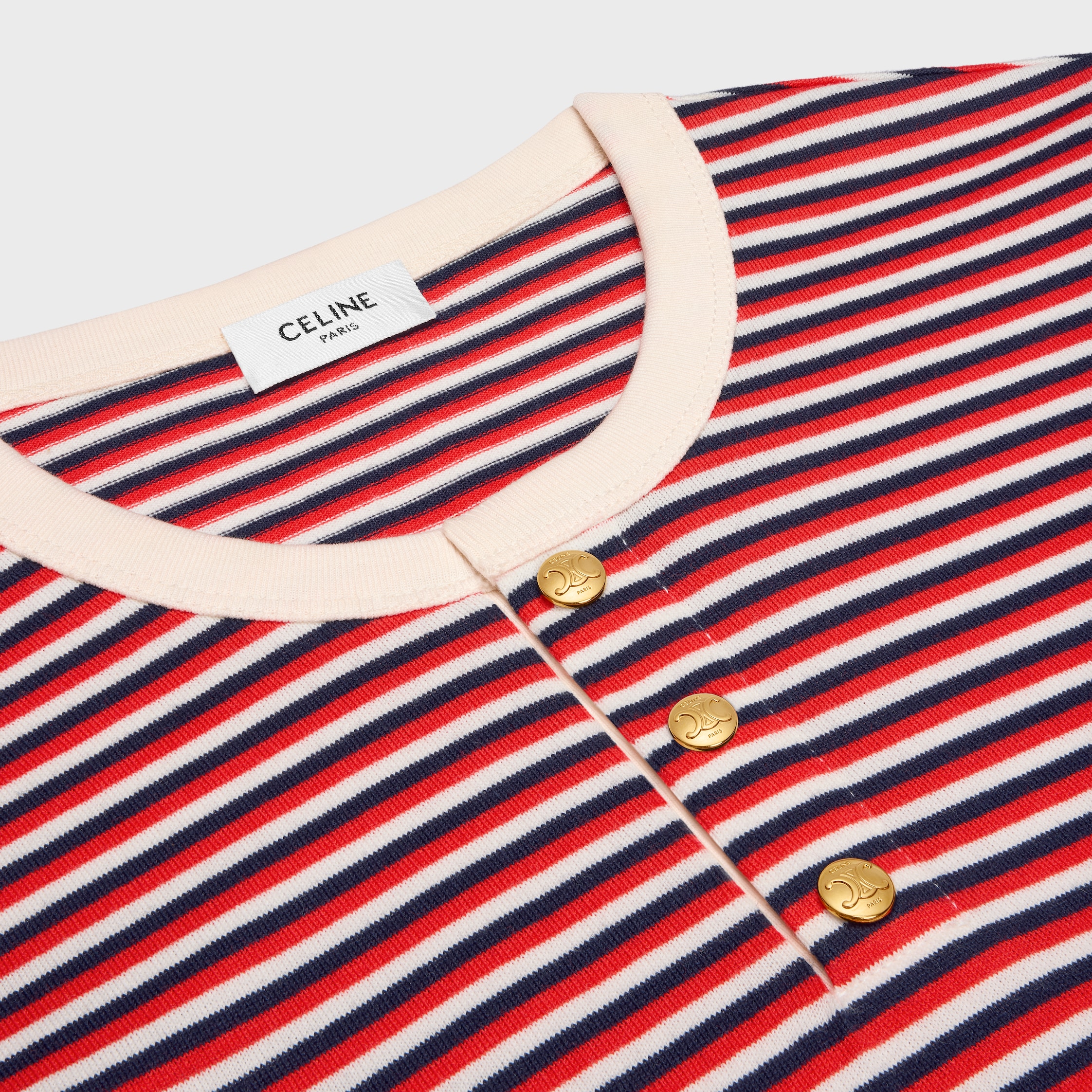 triomphe t-shirt in striped jersey - NAVY / RED / OFF WHITE