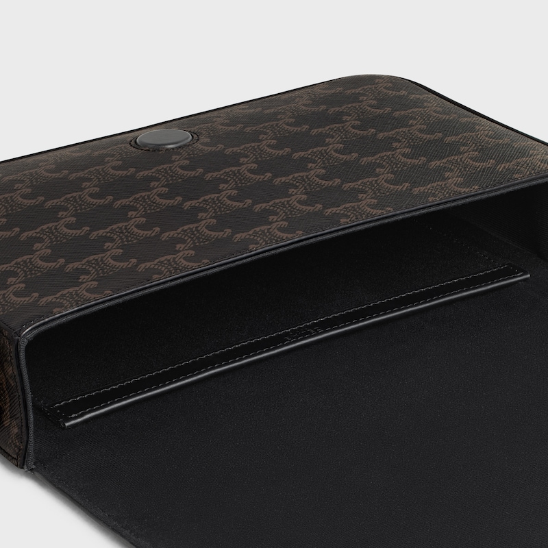 Flap Messenger bag IN TRIOMPHE CANVAS AND CALFSKIN - BLACK - CELINE ESSENTIALS - 1 | CELINE