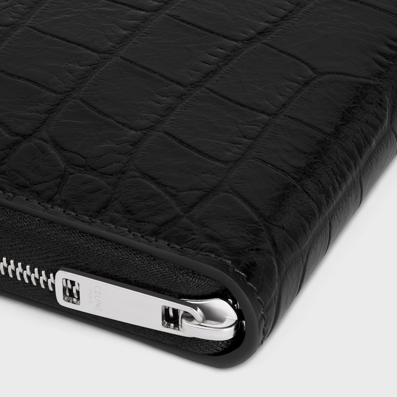 Large zipped wallet IN Crocodile Embossed Calfskin - Black - WALLETS - 1 | CELINE