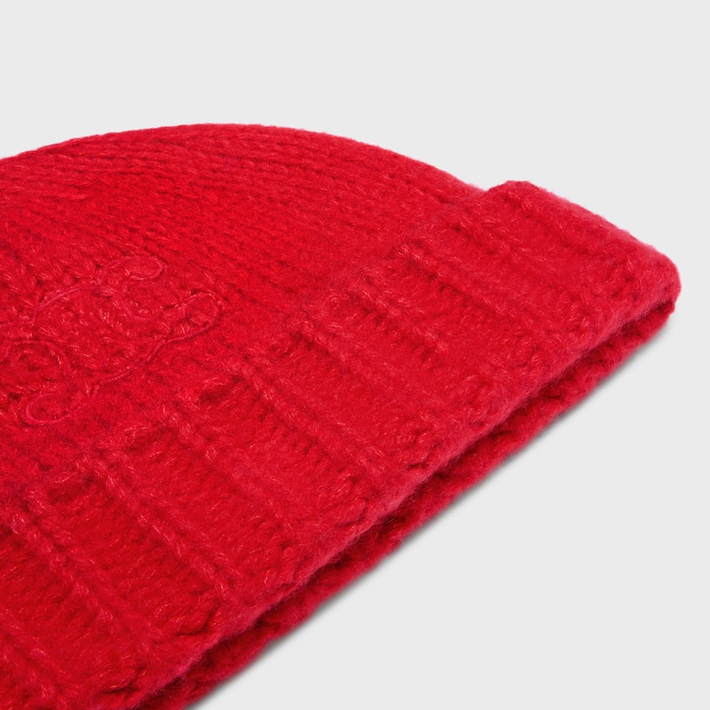 triomphe beanie IN cashmere and silk - BRIGHT RED -  - 1 | CELINE