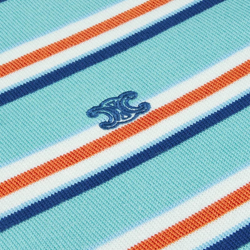 polo sweater IN striped cotton - SKY BLUE / CREAM -  - 1 | CELINE