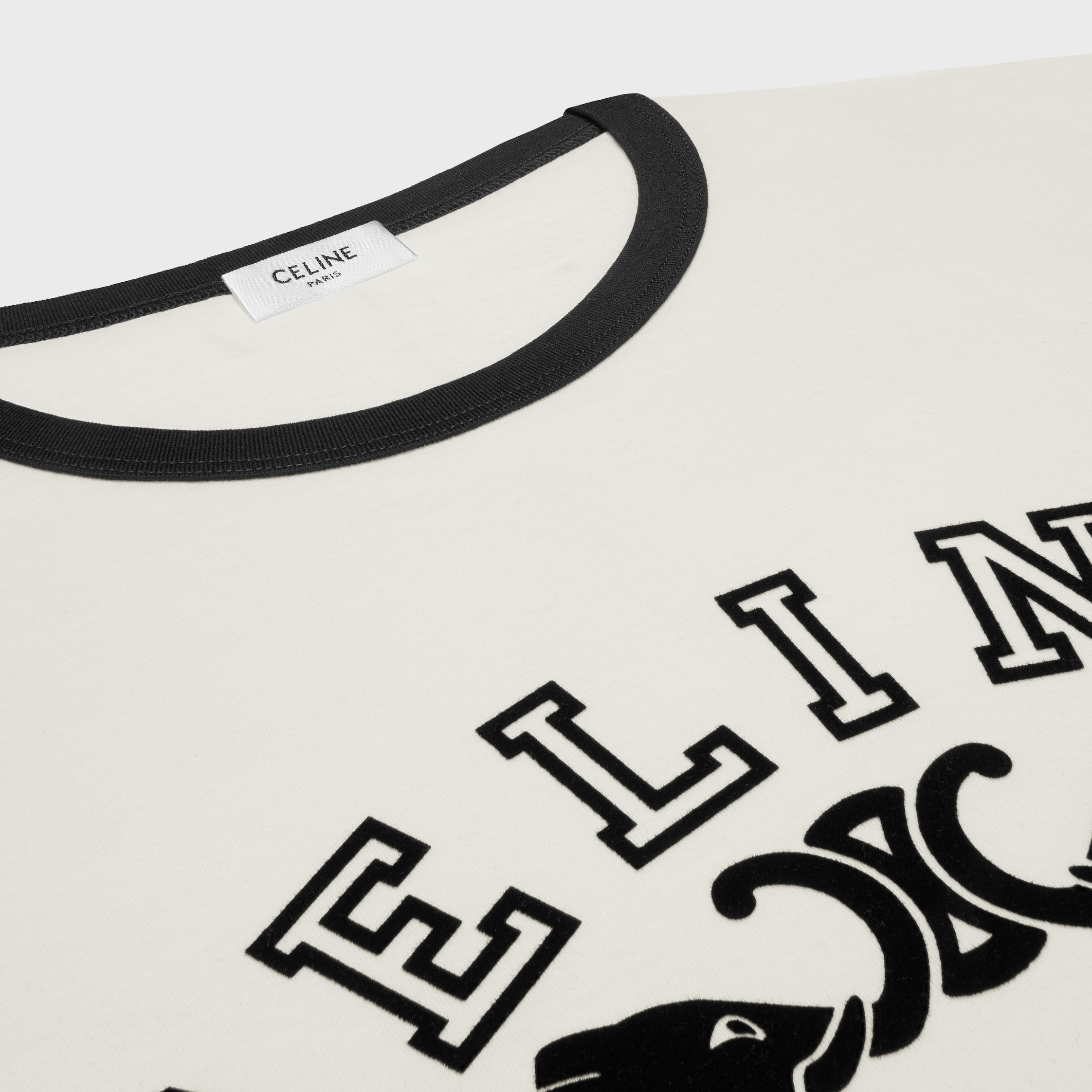 regular t-shirt IN cotton jersey - OFF WHITE / BLACK | CELINE