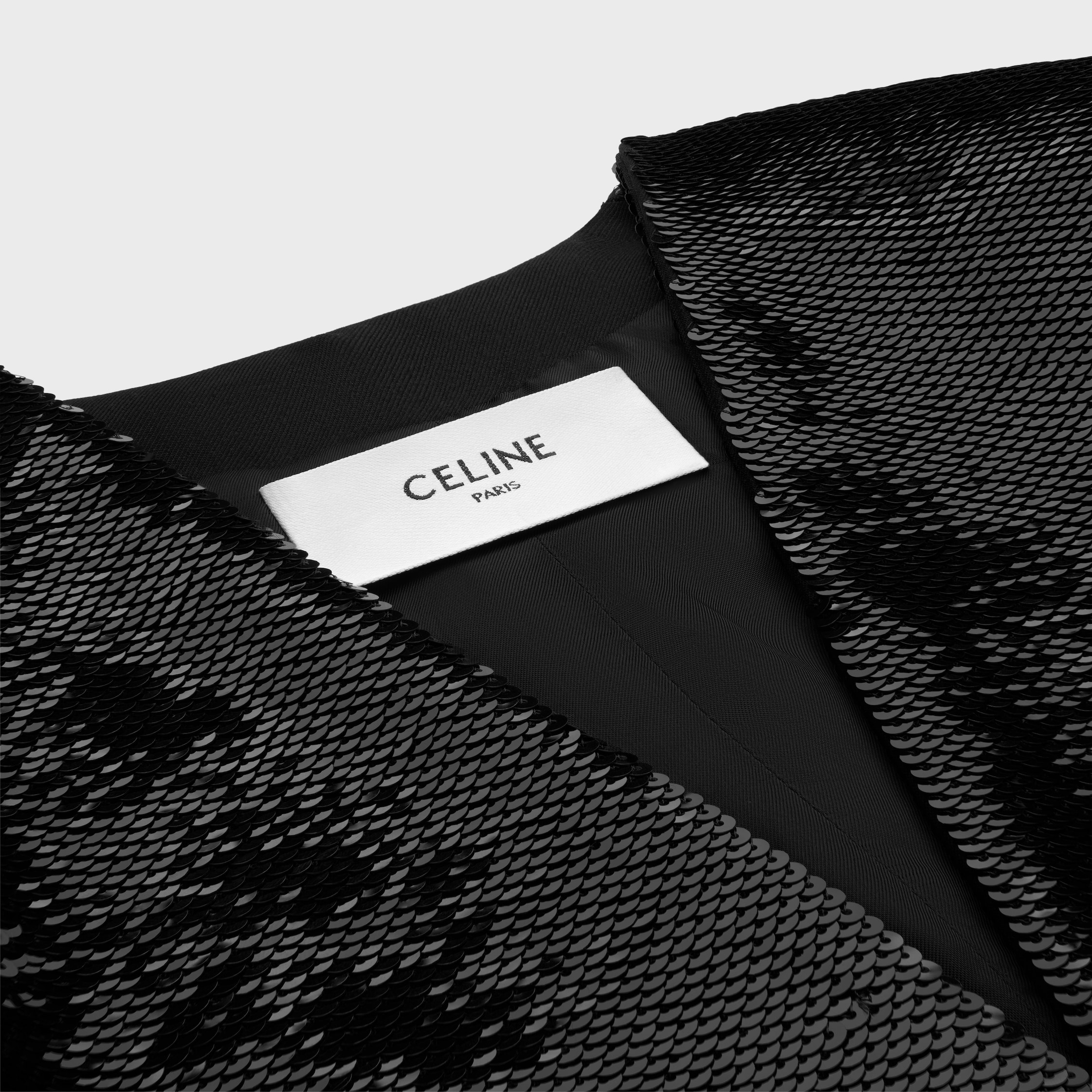 Jaqueta bolero bordada em gabardine de lã - PRETO | CELINE
