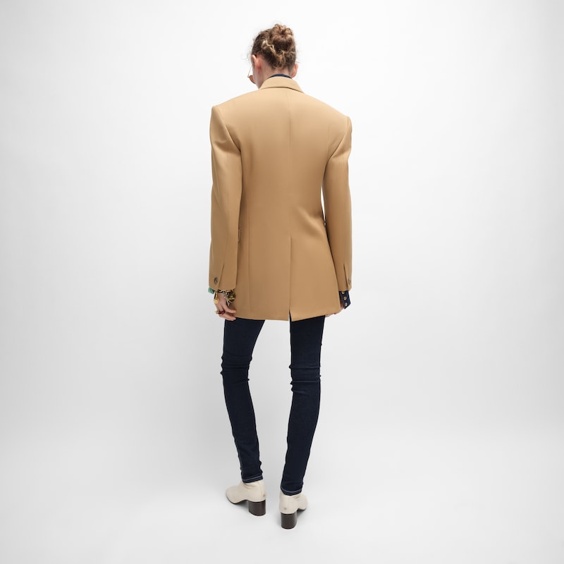 colonne jacket IN DIAGONAL WOOL - CARAMEL -  - 1 | CELINE