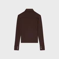 針織合身襯衫 - 深巧克力色 -  - 2 | CELINE
