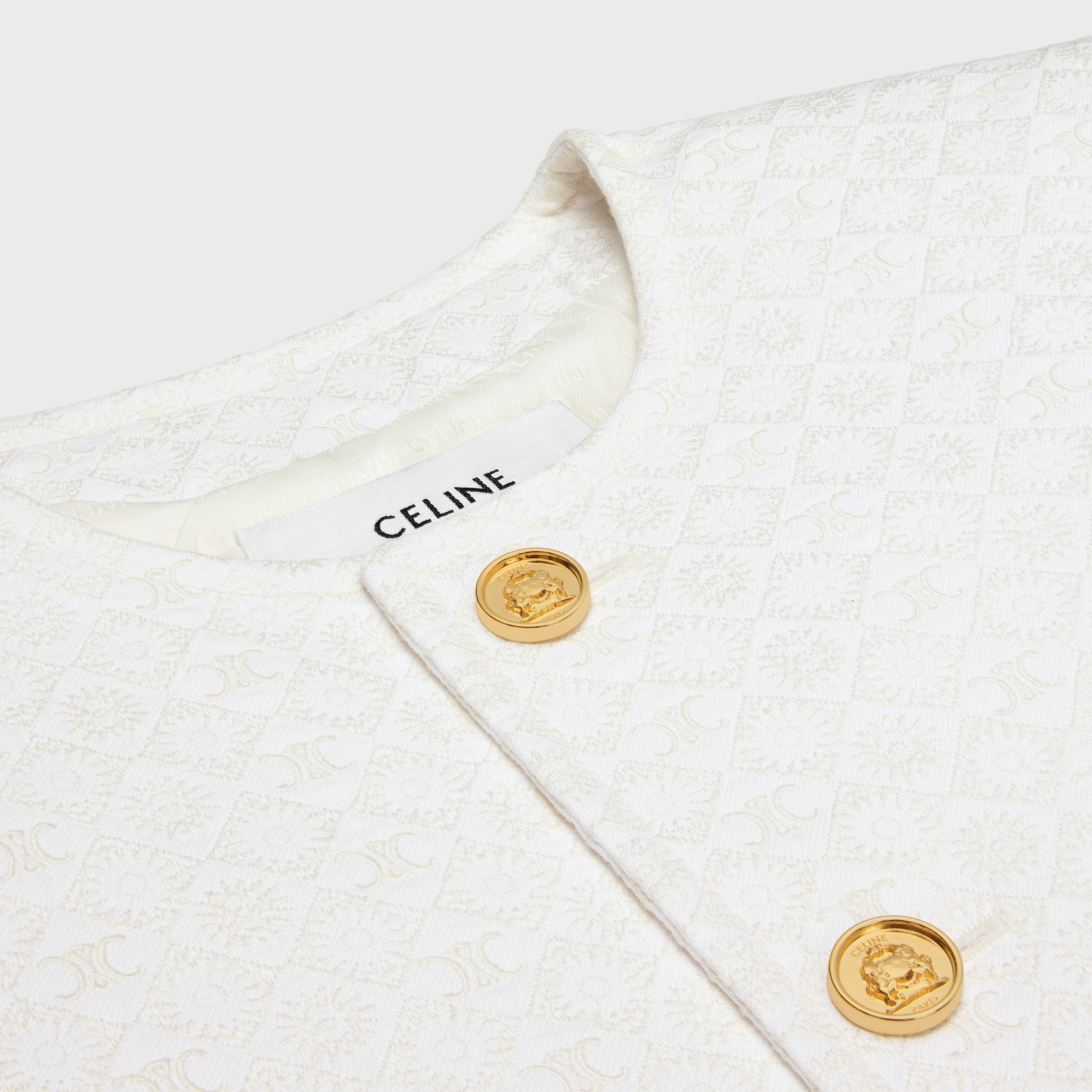 アウターその他 CELINE Women Outer RV05Q6700 WHITE triomphe blouson jacket in double face cashmere - IVORY | CELINE