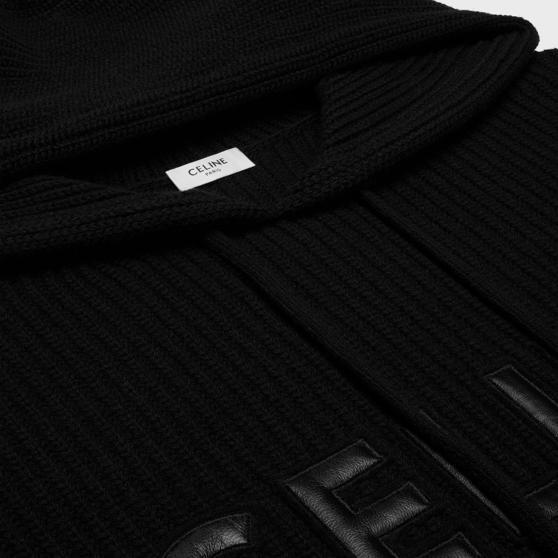celine hooded sweater in monochromic wool - BLACK | CELINE