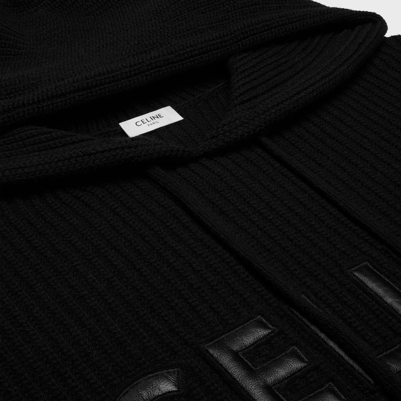 celine hooded sweater in monochromic wool - BLACK -  - 1 | CELINE