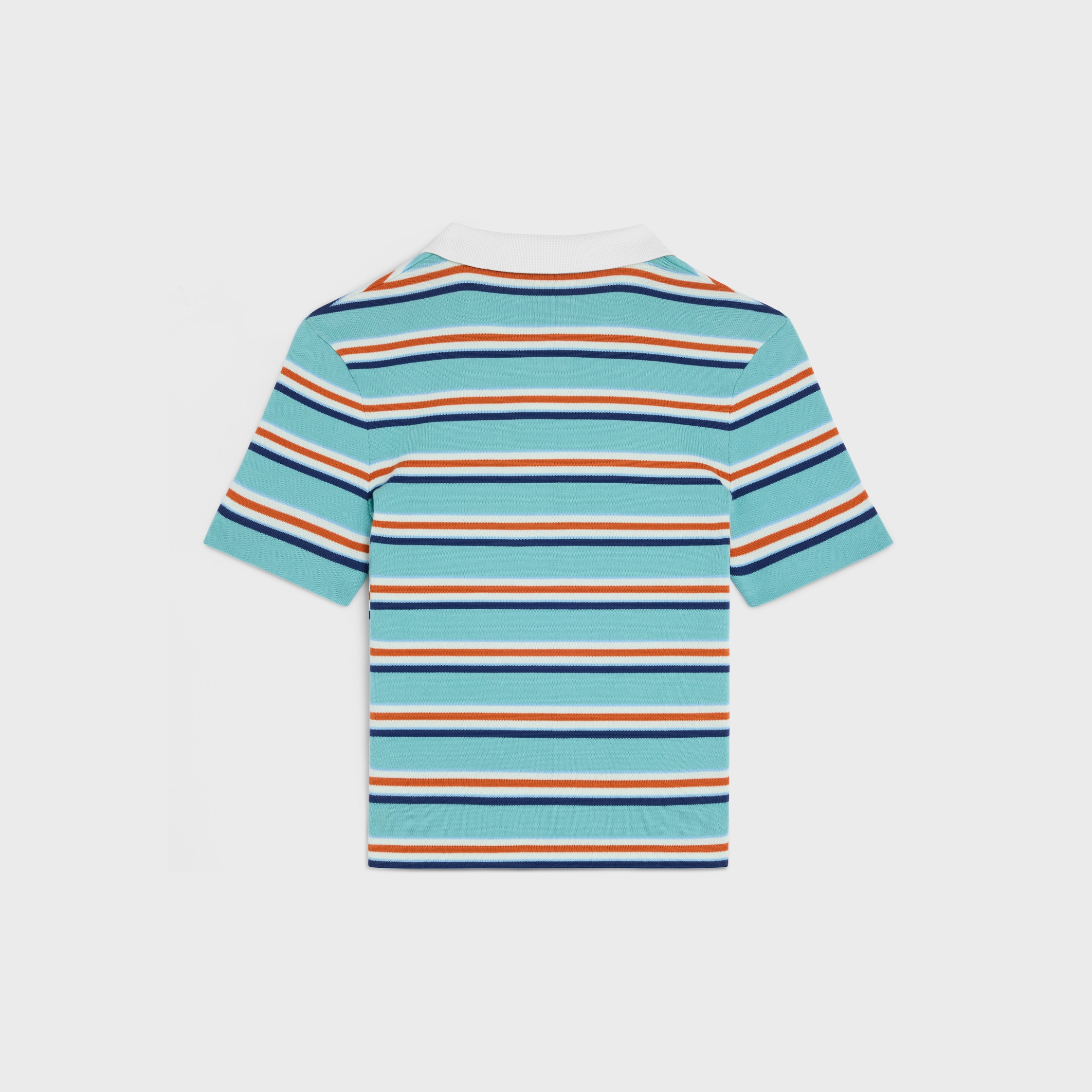 polo sweater IN striped cotton - SKY BLUE / CREAM | CELINE