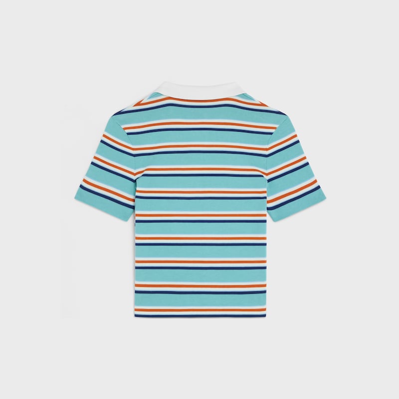 polo sweater IN striped cotton - SKY BLUE / CREAM -  - 1 | CELINE
