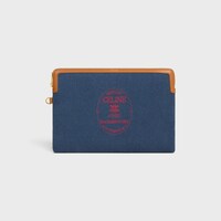 SMALL POUCH WITH STRAP CUIR TRIOMPHE IN TEXTILE WITH EMBROIDERY - DARK NAVY / ULTRA RED - NEW - 2 | CELINE