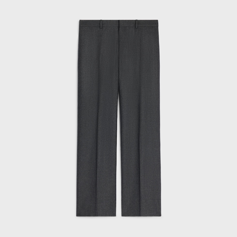 pantalon IN STRIPED WOOL FLANNEL - GRIS/CRAIE -  - 1 | CELINE