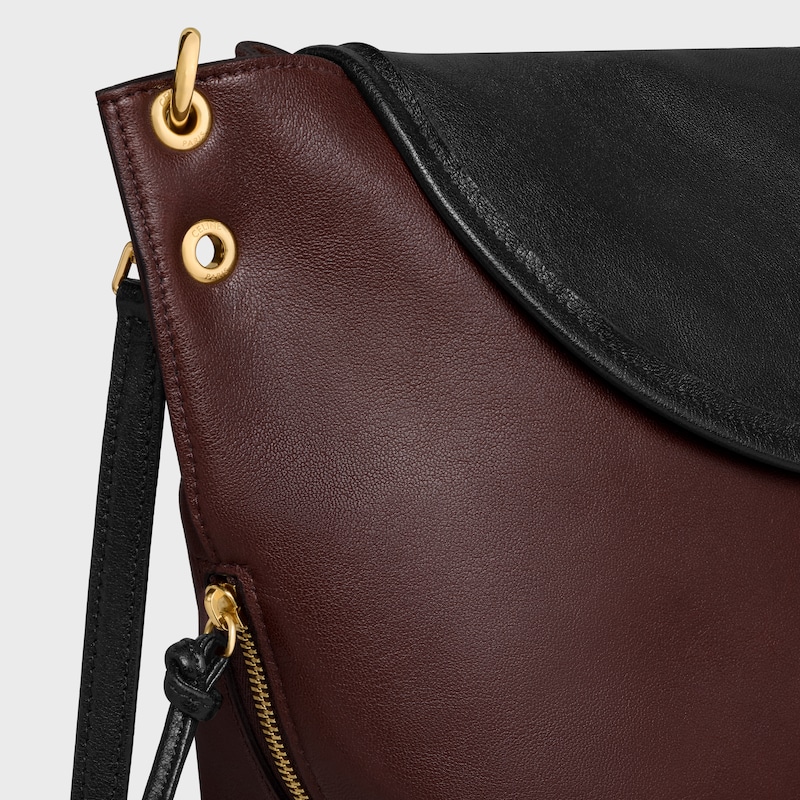 BUCKET SOFT TRIOMPHE IN SUPPLE SHINY LAMBSKIN - DARK BROWN / BLACK - NEW - 1 | CELINE