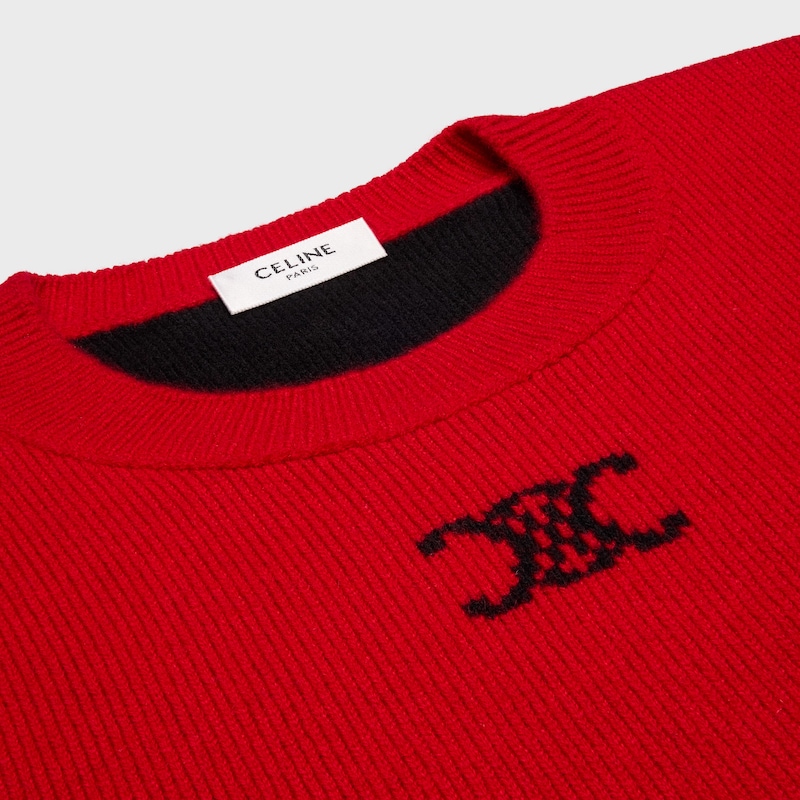 crewneck sweater IN cashmere - RED/BLUE/BLACK -  - 1 | CELINE