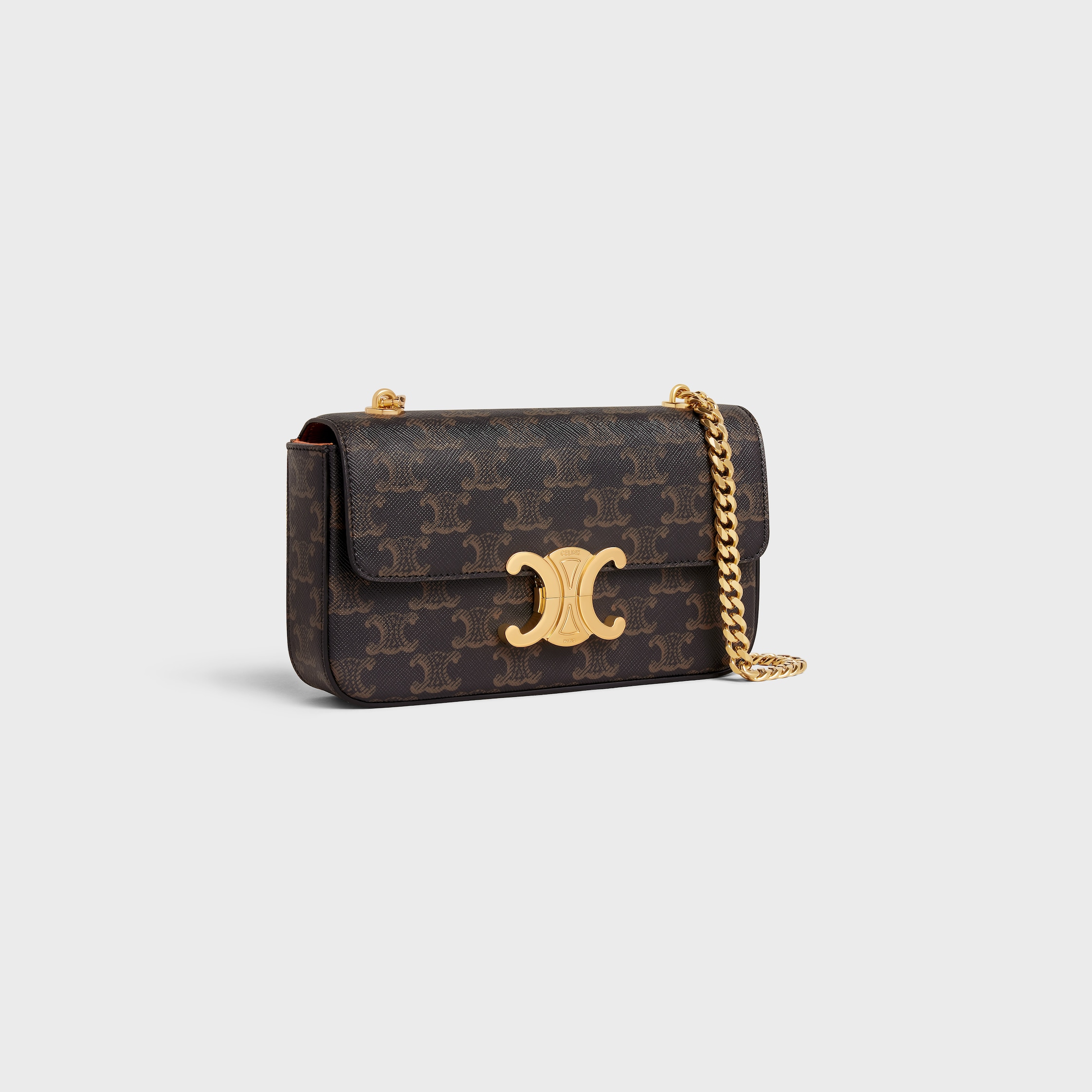 優雅な気品◇ミディアム Triomphe Shoulder Bag◇CELINE CELINE Triomphe Frame Medium Leather Shoulder Bag