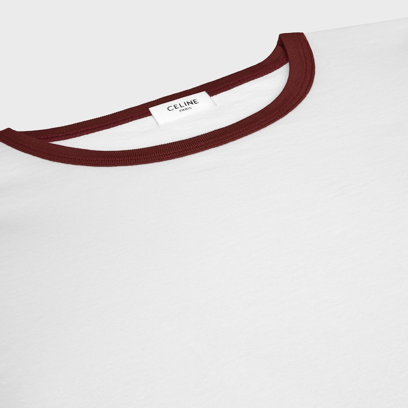 t-shirt IN cotton jersey - WHITE/ BURGUNDY -  - 1 | CELINE