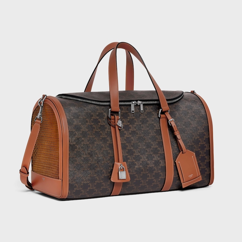 TRAVEL DOG BAG IN TRIOMPHE CANVAS AND CALFKSIN - TAN - DOG ACCESSORIES - 1 | CELINE