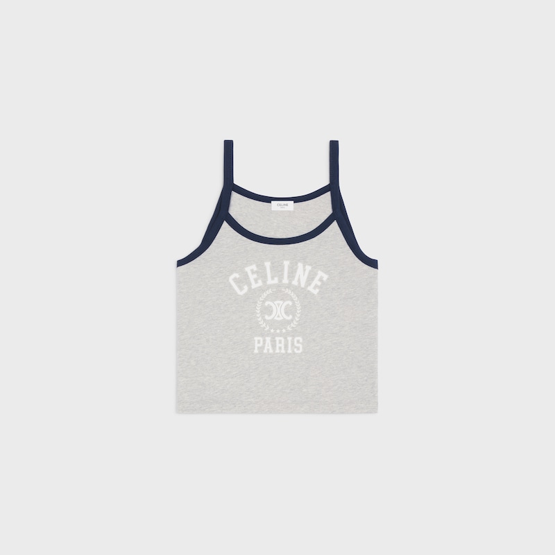 celine tank top IN cotton jersey - VINTAGE GREY MELANGE/NAVY/OFF -  - 1 | CELINE