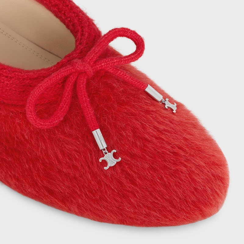 CELINE ABBY BALLERINA IN Alpaca Wool Fabric - RED -  - 1 | CELINE
