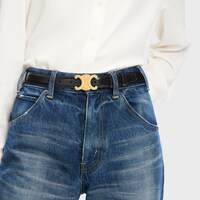 Medium 25MM Triomphe Belt in Taurillon Leather - BLACK -  - 1 | CELINE