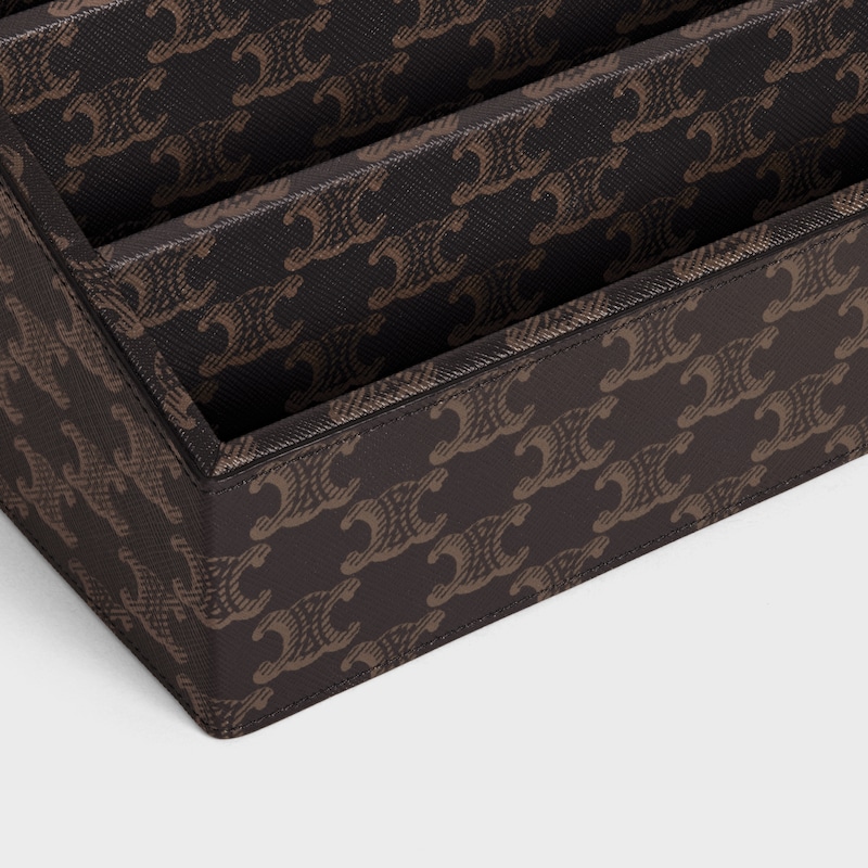 organizador de material de oficina de lona Triomphe - NEGRO / TOSTADO - CELINE MAISON - 1 | CELINE