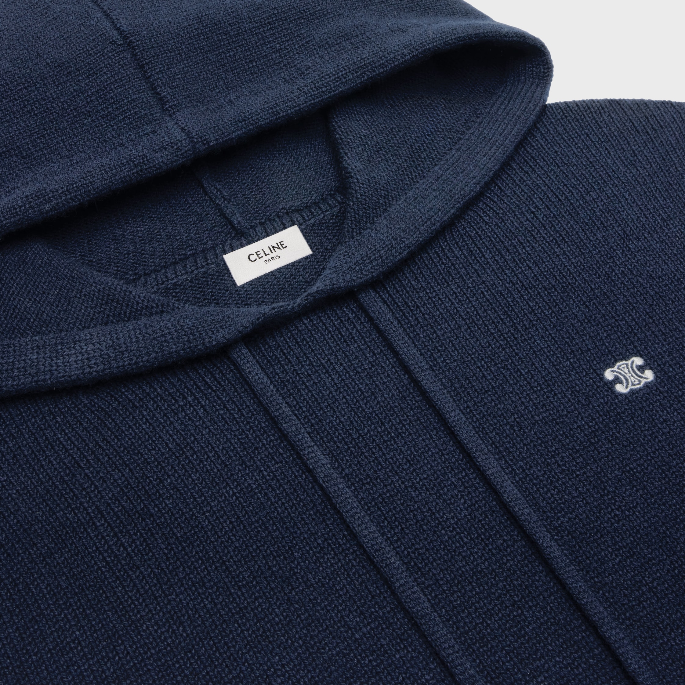 CELINE 関税込 triomphe hooded sweater in cashmere wool triomphe hooded sweater in wool and cashmere - BLACK / OFF