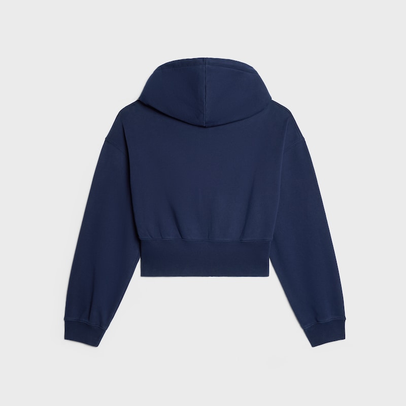 hoodie cropped zippé MOLLETON COTON - NAVY INK -  - 1 | CELINE