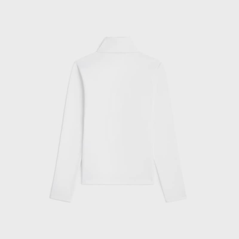 high neck top IN athletic cotton jersey - OPTIC WHITE/BLACK -  - 1 | CELINE
