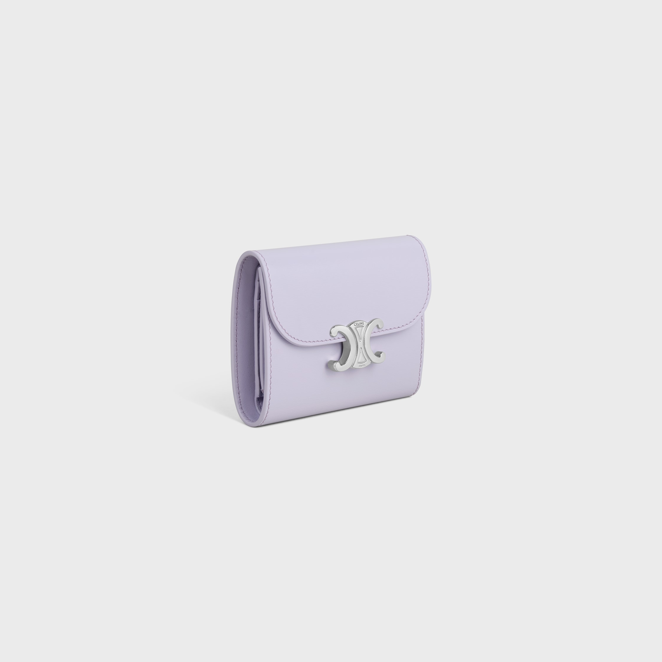 Small Flap Wallet TRIOMPHE IN Shiny calfskin - PASTEL MAUVE