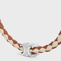 트리옹프 비치 팔찌 - 브라스 & 부드러운 카프스킨 - 탠 / 화이트 / 실버 -  - 2 | CELINE