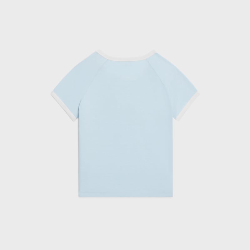 camiseta triomphe EM malha de algodão - AZUL PASTEL/ CREME - - 1 | CELINE