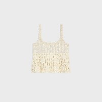 embroidered crop top in crocheted cotton - OFF WHITE -  - 1 | CELINE