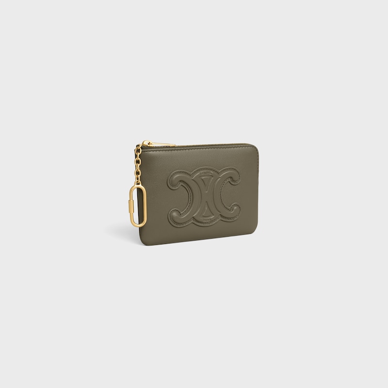 Coin Purse Cuir Triomphe IN smooth calfskin - GOLDEN KHAKI - COIN AND CARD HOLDERS - 1 | CELINE