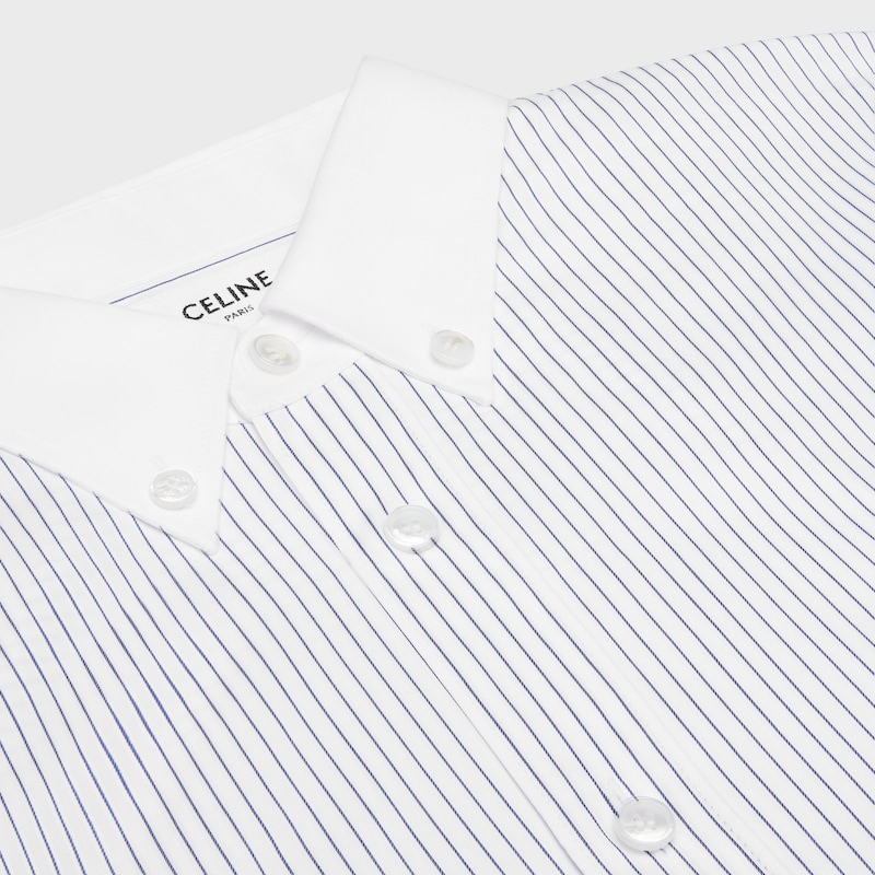 cropped shirt in striped poplin - CRAIE/NAVY -  - 1 | CELINE