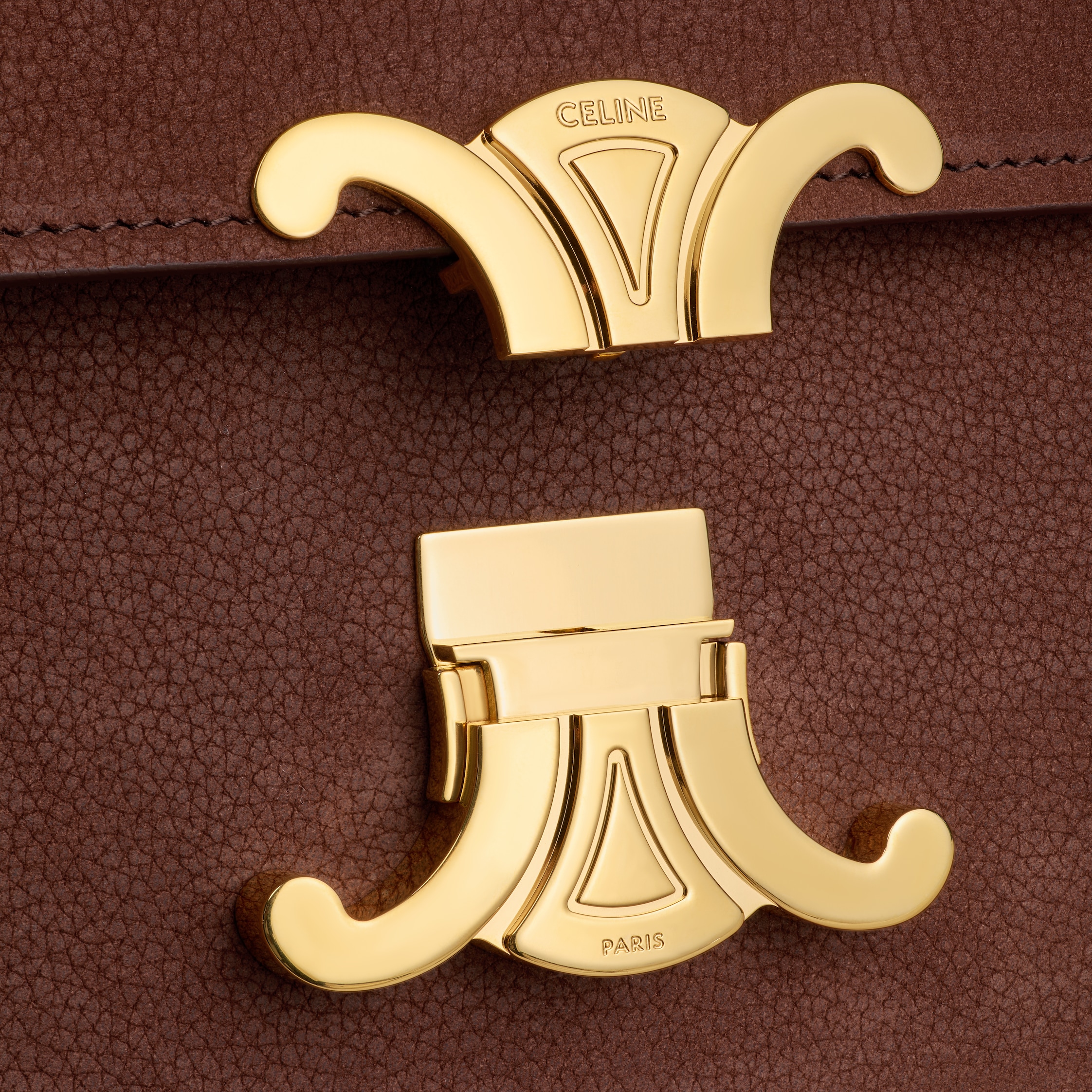 TEEN TRIOMPHE BAG IN GRAINED NUBUCK CALFSKIN - CHESTNUT | CELINE