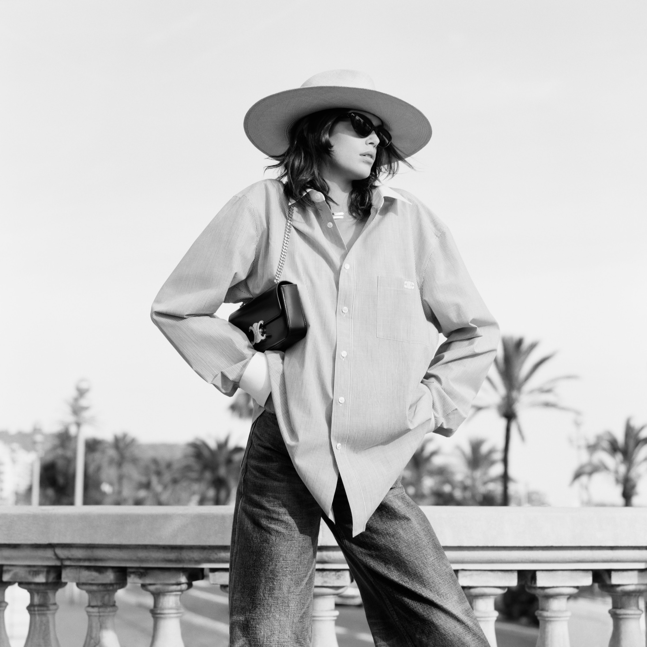 ストライプ オーバーサイズシャツ / シャンブレーコットン - クレ