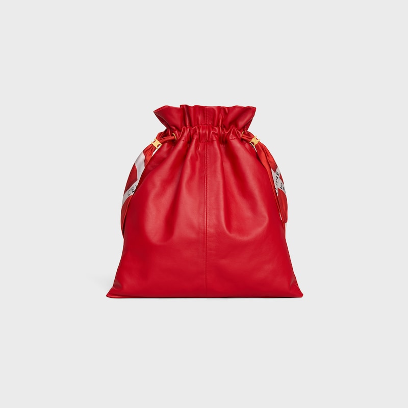 SMALL CRYSTAL POUCH IN LAMBSKIN AND SILK - ULTRA RED - MORE LINES - 1 | CELINE