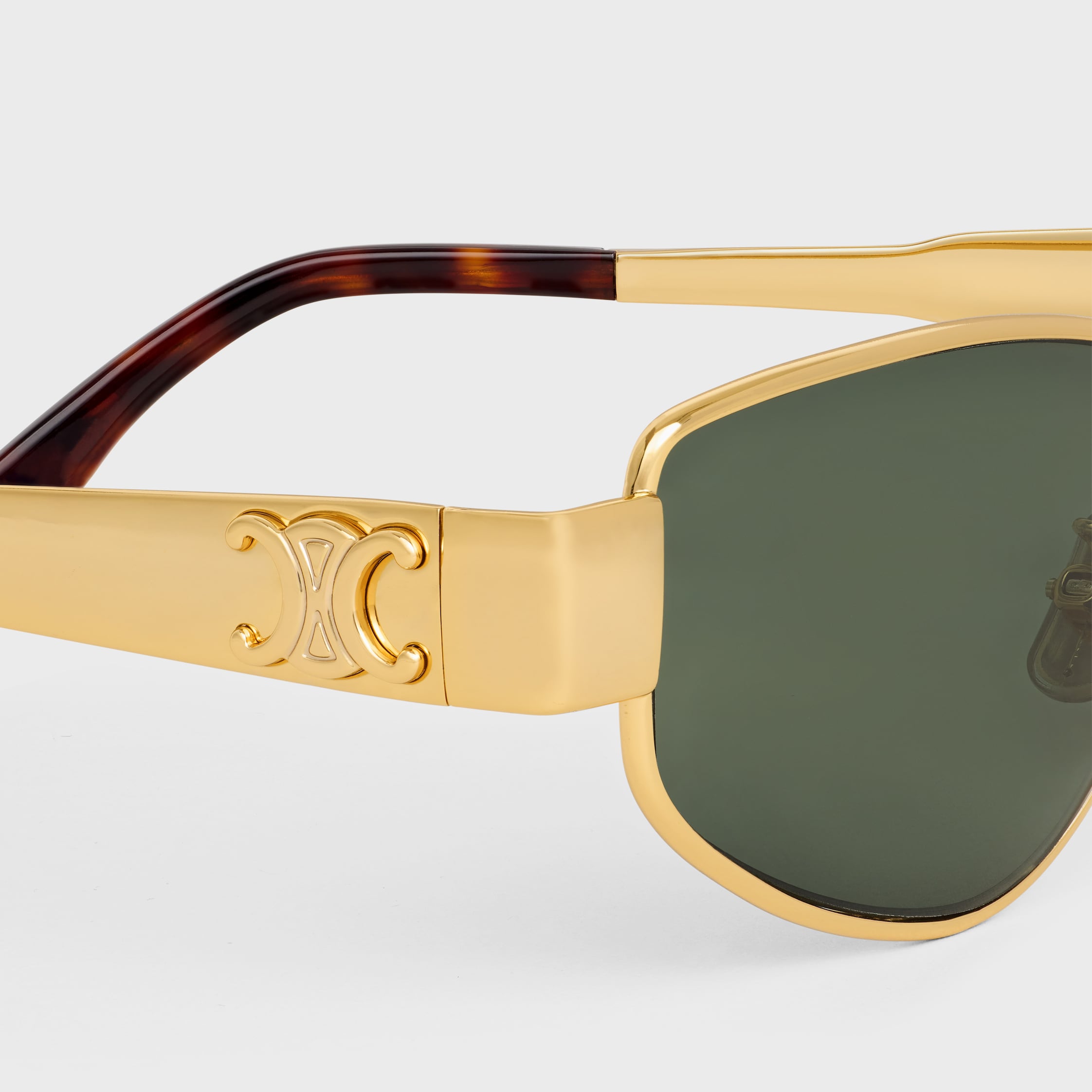 サングラス CELINE FW25 TRIOMPHE SUNGLASSES (4S254CMLB 35SG) Triomphe Metal 01 sunglasses in Metal - GOLD / GREEN | CELINE