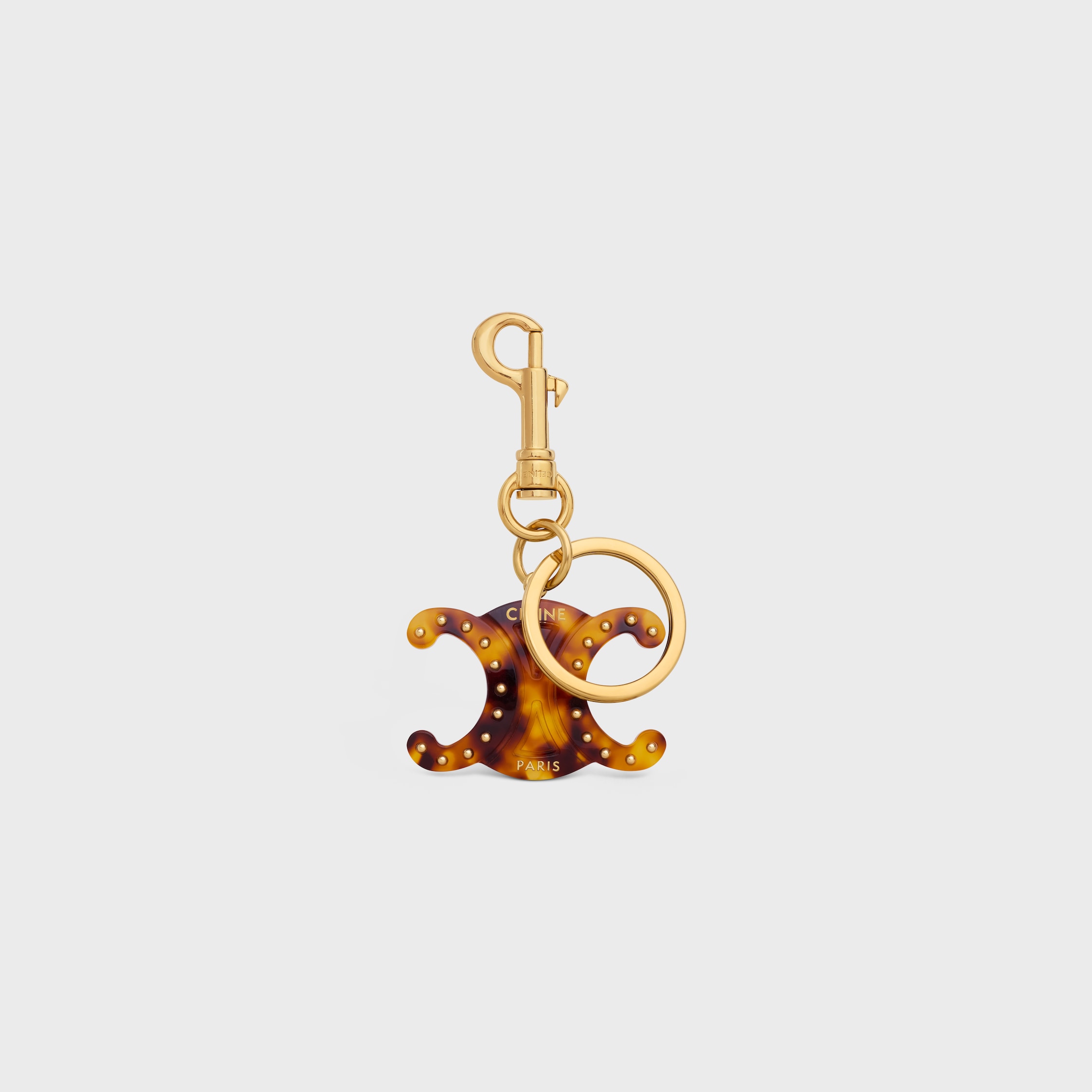 CELINE キーリング チャーム Triomphe プレキシガラス 49J327FWL TRIOMPHE KEYRING CHARM in PLEXIGLASS with GOLD FINISHING