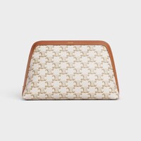 LARGE COSMETIC POUCH IN TRIOMPHE CANVAS AND CALFSKIN - WHITE - TRAVEL - 1 | CELINE