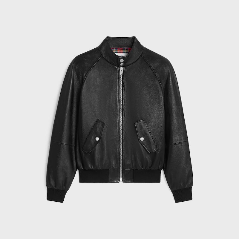 CAZADORA CON CREMALLERA DE PIEL DE CORDERO SUAVE - NEGRO -  - 1 | CELINE