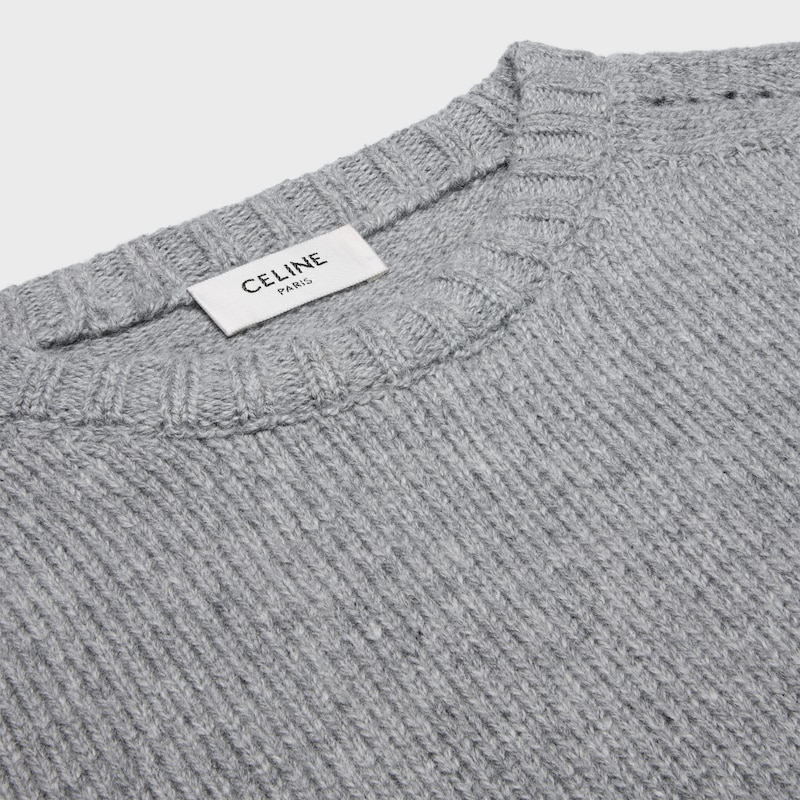 crewneck sweater IN SEAMLESS CASHMERE - MEDIUM GREY -  - 1 | CELINE