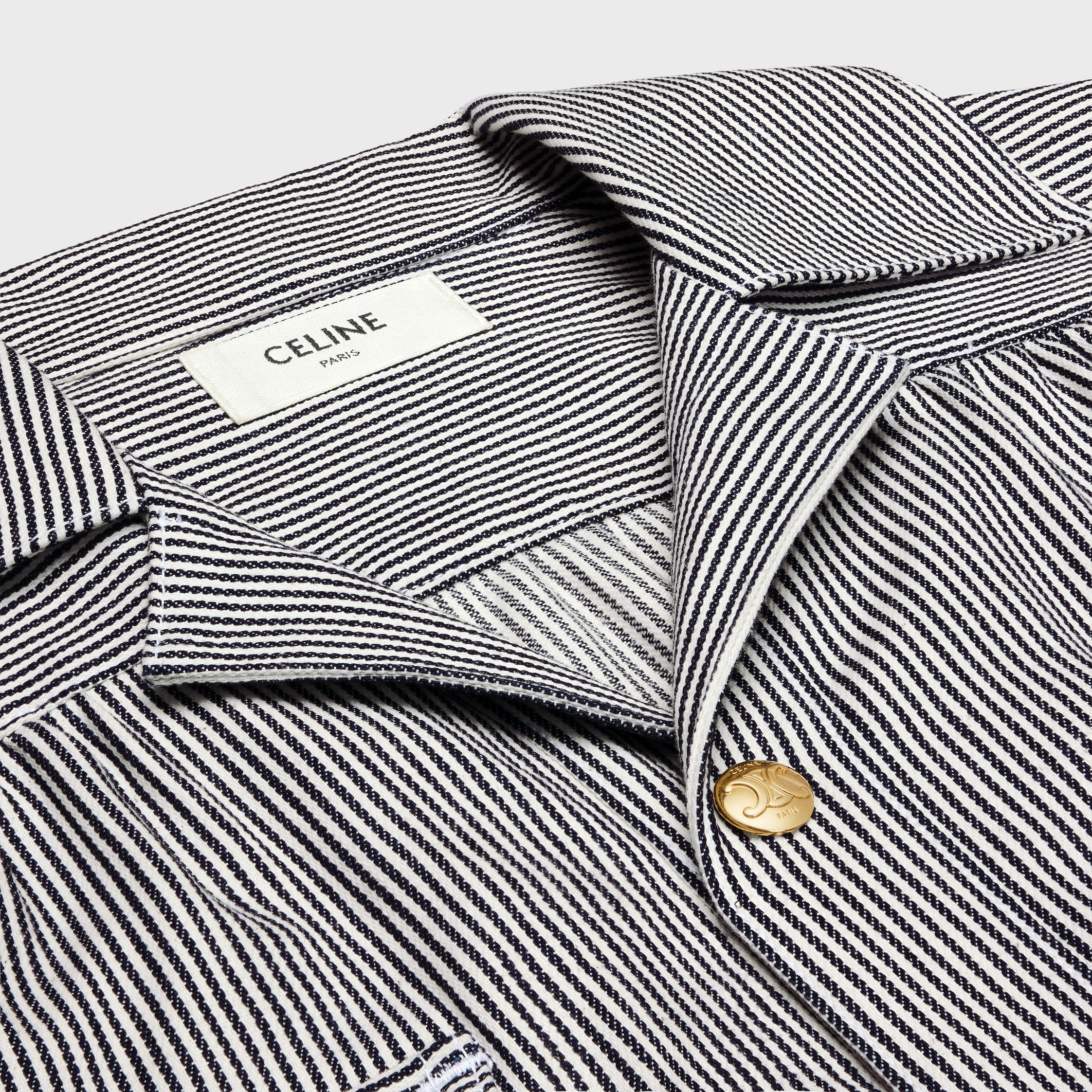 CELINE ヒッコリー ストライプ チュニック ミニドレス RR08H351N tunic mini dress in hickory striped cotton - RAW WASH | CELINE
