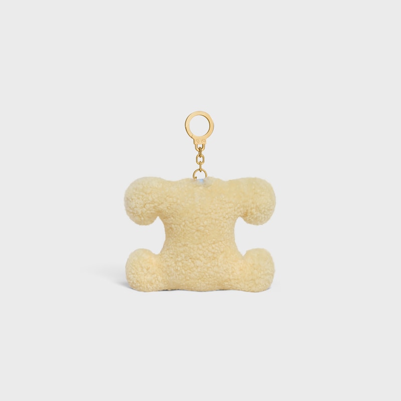 TRIOMPHE POM-POM CHARM IN Shearling and Calfskin - NATURAL / PALE BLUE - CHARMS AND ACCESSORIES - 1 | CELINE