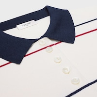 triomphe cropped polo in silk cotton - OFF WHITE / NAVY / RED -  - 2 | CELINE